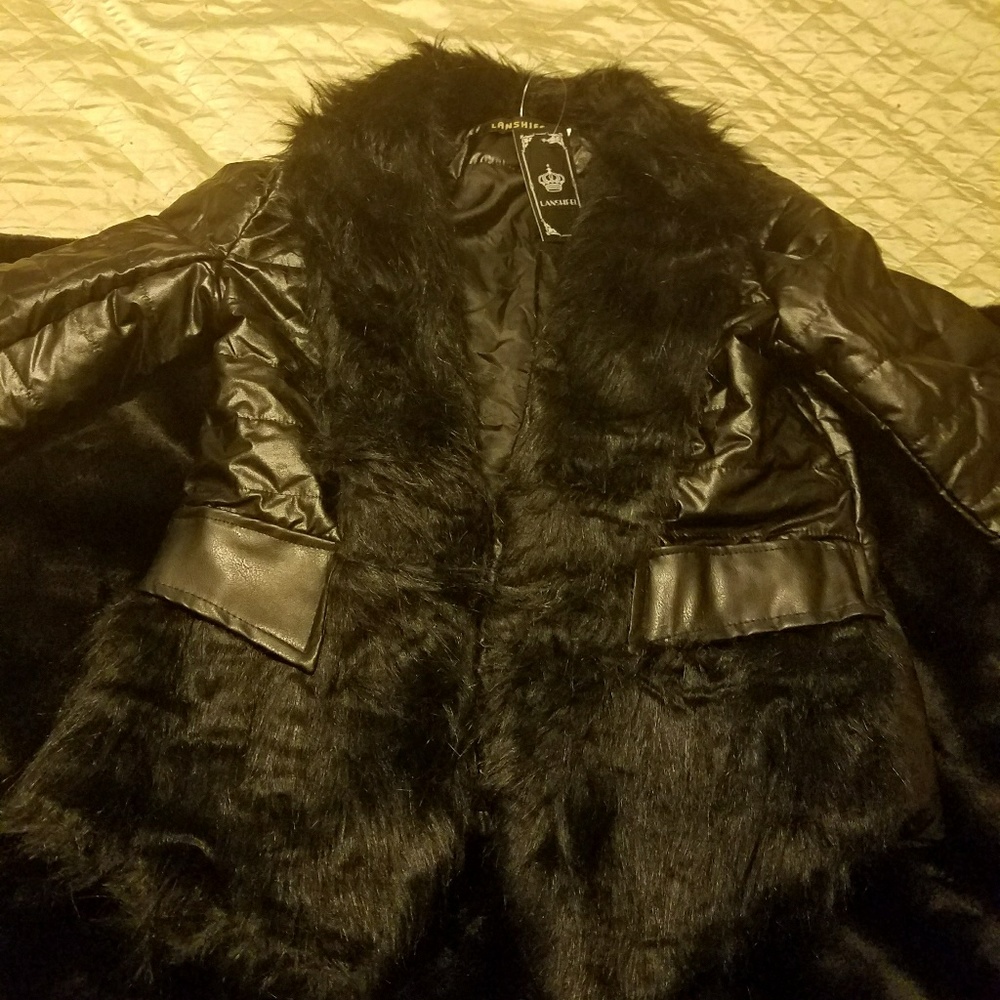 Black faux fur jacket